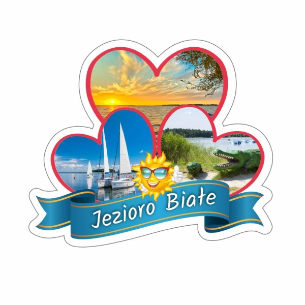 Drewniany magnes Trzy Serca + śłońce