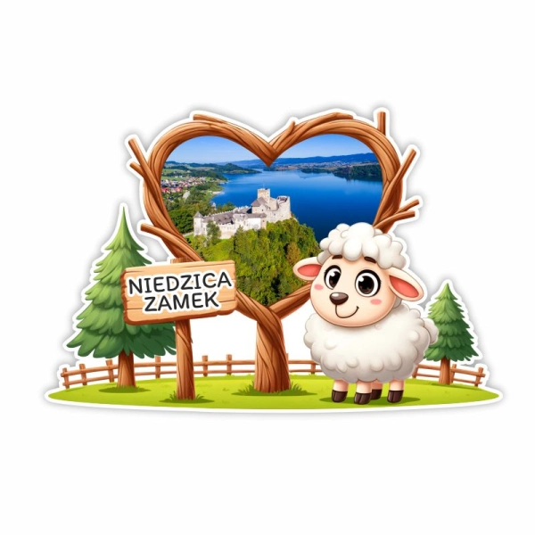 Drewniany magnes Owieczka UV N1