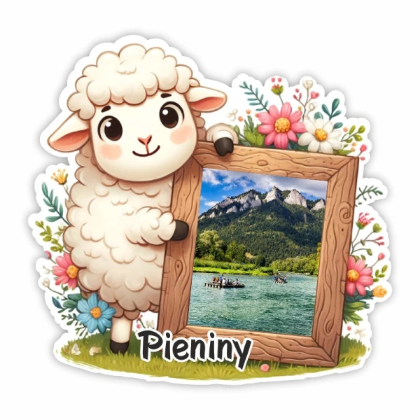 Drewniany magnes Owieczka UV N4