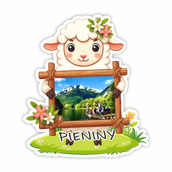 Drewniany magnes Owieczka UV N5