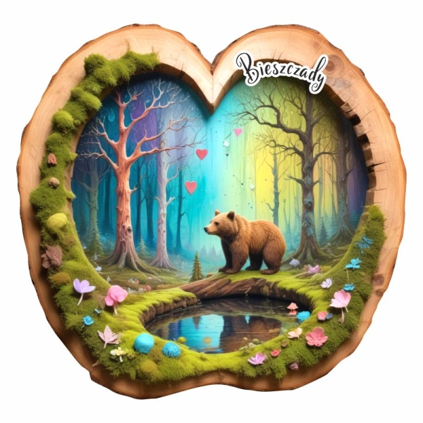 Drewniany magnes Plaster Niedźwiedź N1