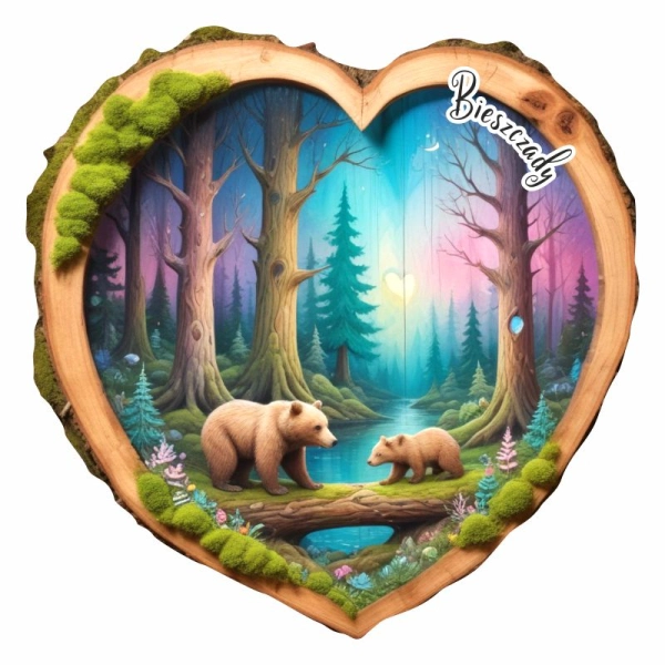 Drewniany magnes Plaster Niedźwiedź N2