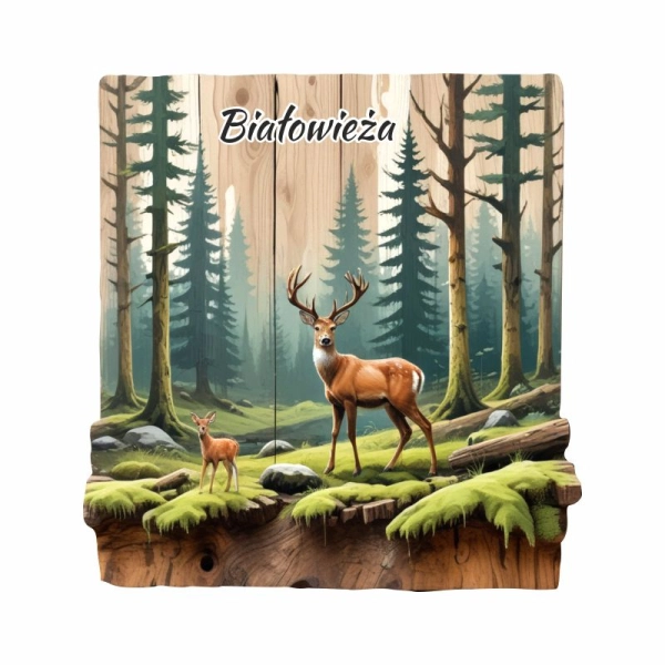 Drewniany magnes Plaster drzewa Jeleń N2