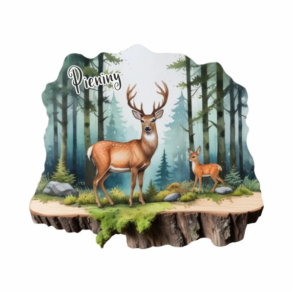 Drewniany magnes Plaster drzewa Jeleń N3