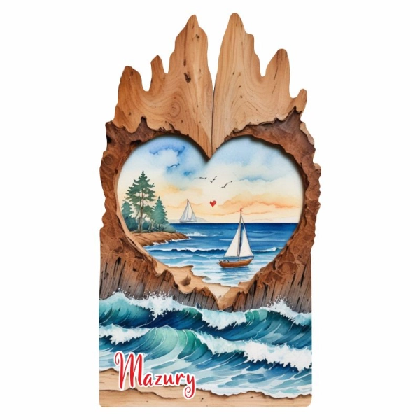 Drewniany magnes Plaster drzewa JezioroN1