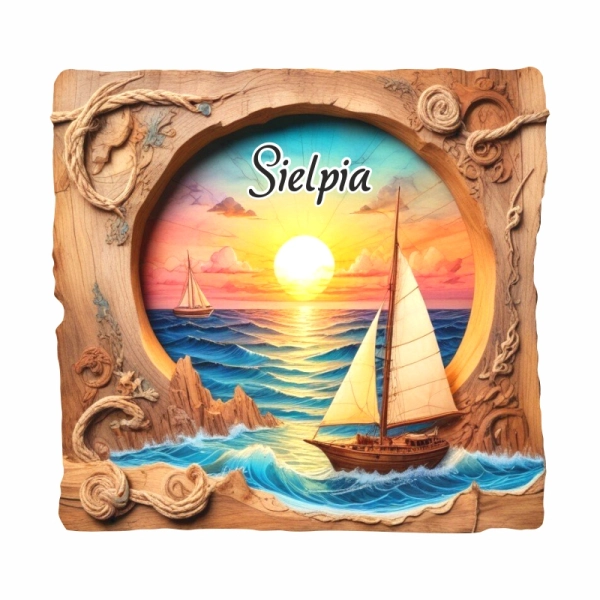 Drewniany magnes Plaster drzewa Jezioro N10