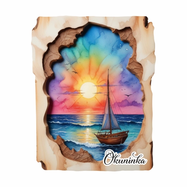 Drewniany magnes Plaster drzewa Jezioro N11