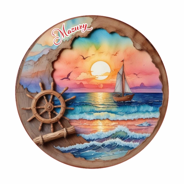 Drewniany magnes Plaster drzewa Jezioro N12