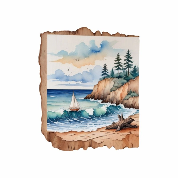 Drewniany magnes Plaster drzewa Jezioro N5