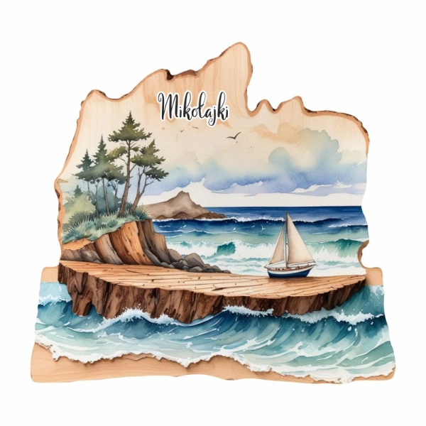 Drewniany magnes Plaster drzewa Jezioro N6