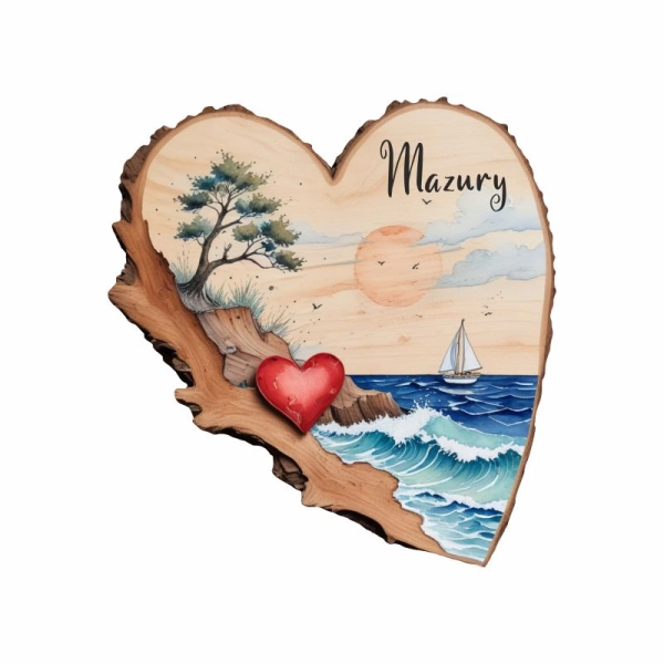 Drewniany magnes Plaster drzewa Jezioro N7