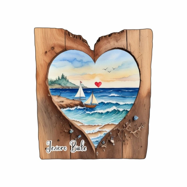 Drewniany magnes Plaster drzewa Jezioro N8