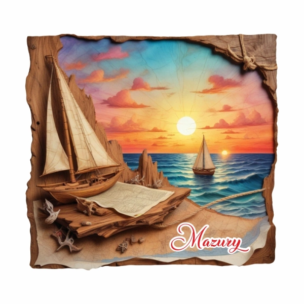 Drewniany magnes Plaster drzewa Jezioro N9