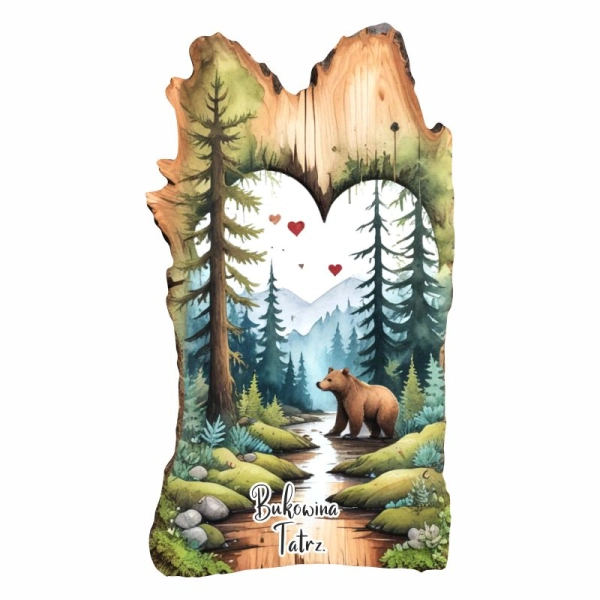 Drewniany magnes Plaster drzewa Niedźwiedź N3