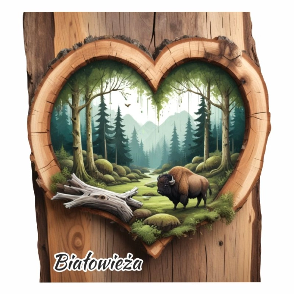 Drewniany magnes Plaster drzewa Żubr N1