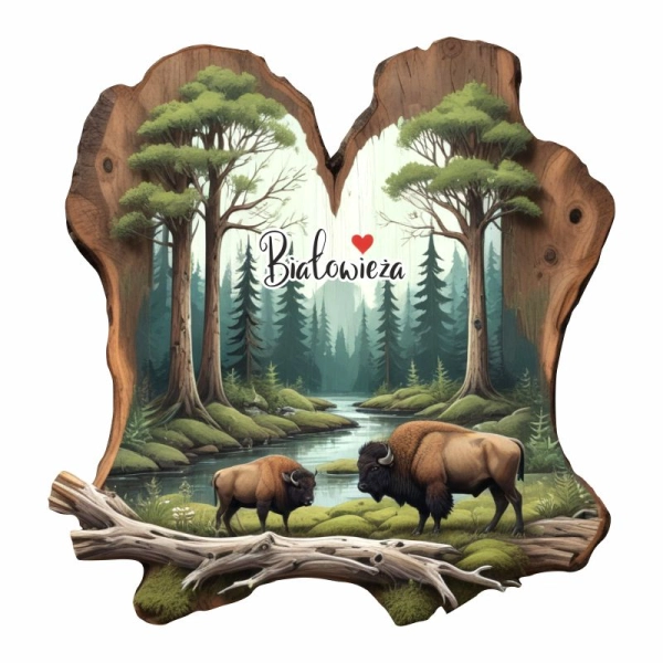 Drewniany magnes Plaster drzewa Żubr N4