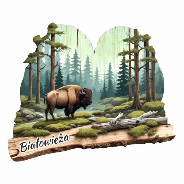 Drewniany magnes Plaster drzewa Żubr N5