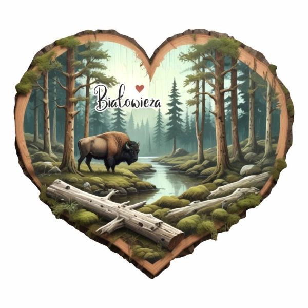 Drewniany magnes Plaster drzewa Żubr N6