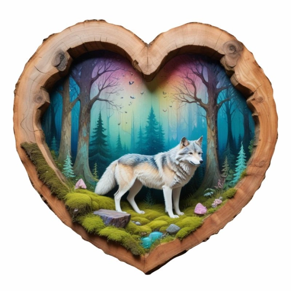 Drewniany magnes Plaster Wilk N2