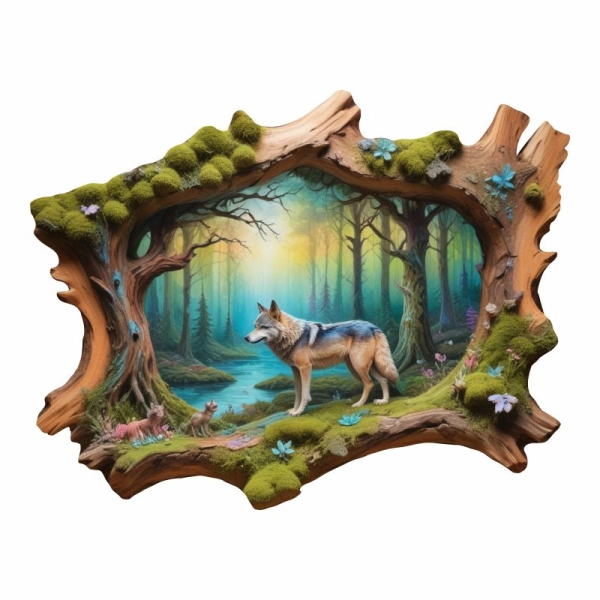 Drewniany magnes Plaster Wilk N5