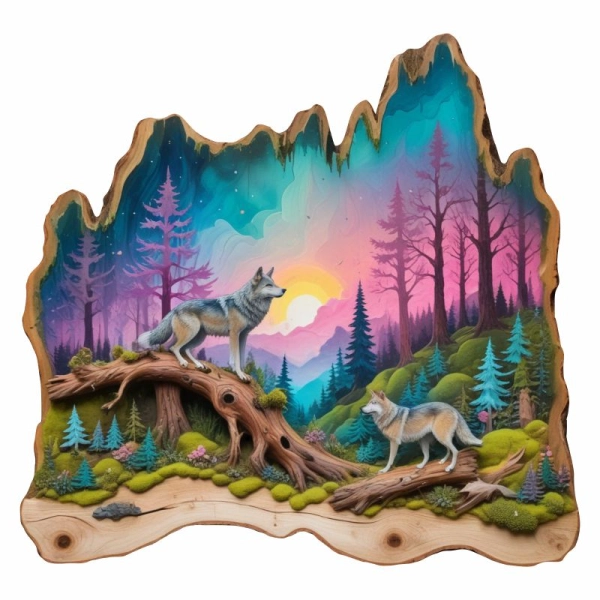 Drewniany magnes Plaster Wilk N6