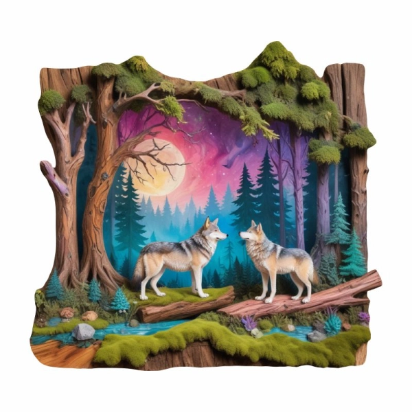 Drewniany magnes Plaster Wilk N7