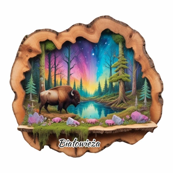 Drewniany magnes Plaster Żubr N1