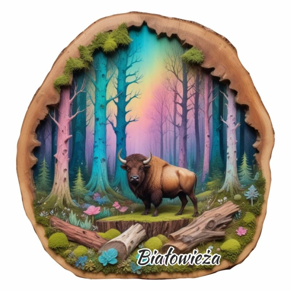 Drewniany magnes Plaster Żubr N3