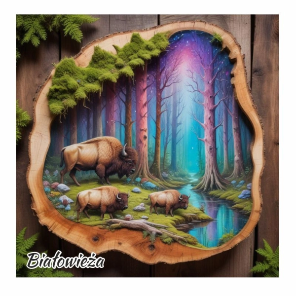 Drewniany magnes Plaster Żubr N4