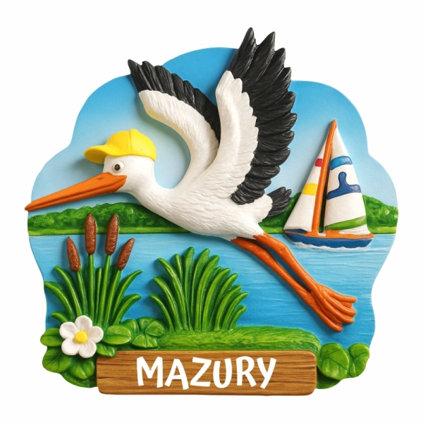 Drewniany magnes przestrzenny- Bociek