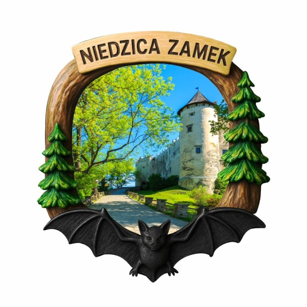 Drewniany magnes przestrzenny Nietoperz + widok N1