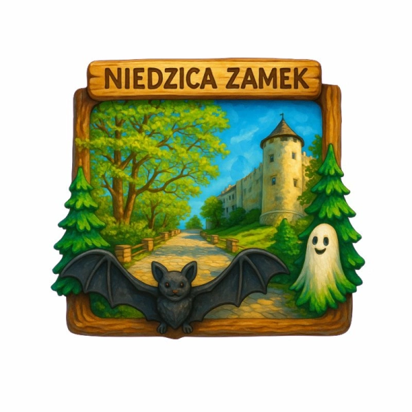 Drewniany magnes przestrzenny Nietoperz + widok N3