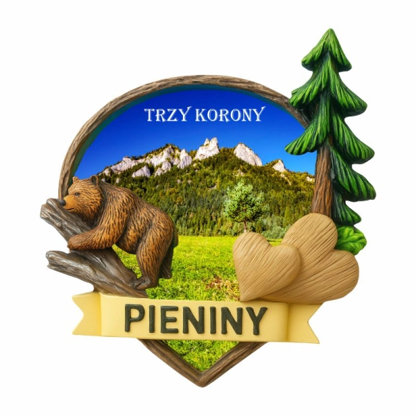 Drewniany magnes przestrzenny Niedźwiedź + widok N1