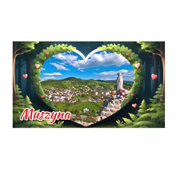 Drewniany magnes Panorama leśna N4