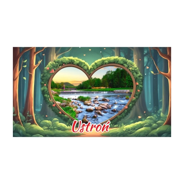 Drewniany magnes Panorama leśna N5