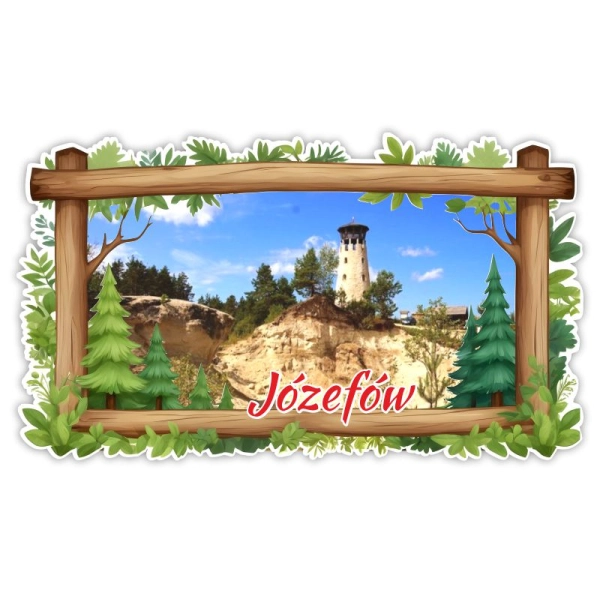 Drewniany magnes Panorama leśna N3