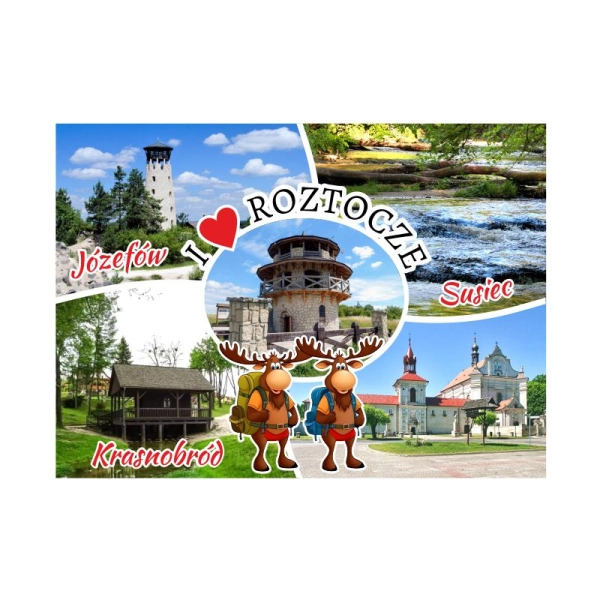 Drewniany magnes Pocztówka z Łosiami