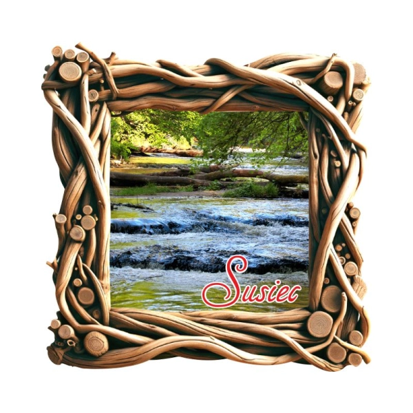 Drewniany magnes Ramka przeplatana kwadrat