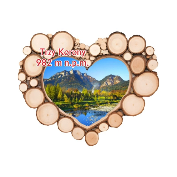 Drewniany magnes Serce plaster N1