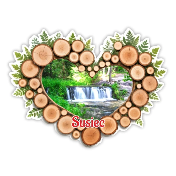 Drewniany magnes Serce plaster N3