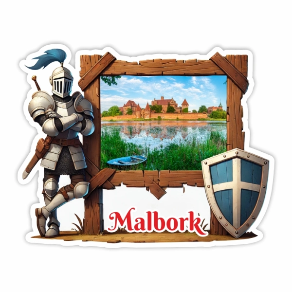 Drewniany magnes Ramka z rycerzem N6