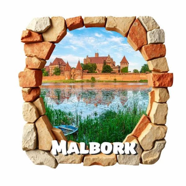 Drewniany magnes Ramka - Cegła N5