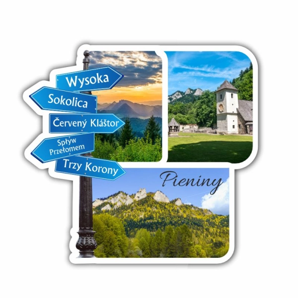 Drewniany magnes Mix z drogowskazem