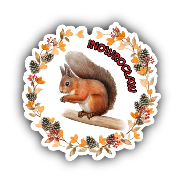 magnes wiewiórka z ozdobnym wiankiem