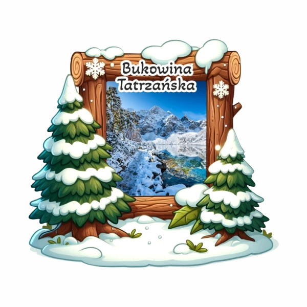 Drewniany magnes Ramka zimowa N3