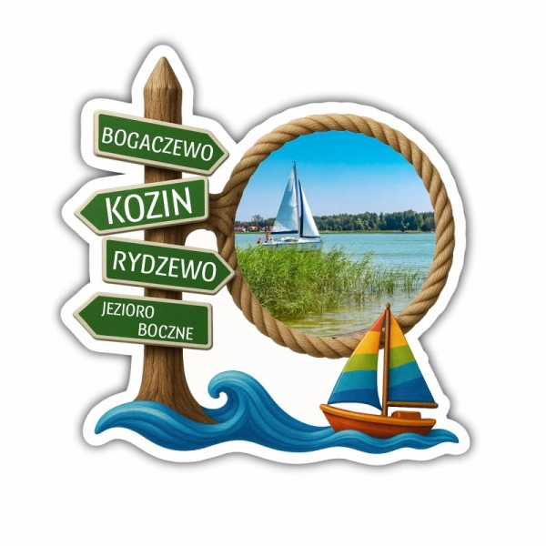 Drewniany magnes Drogowskaz z liną