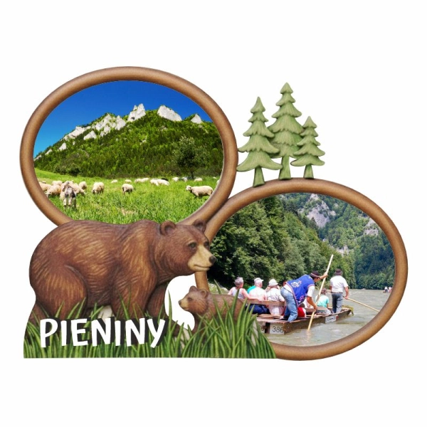 Drewniany magnes Niedźwiedzie z owalem