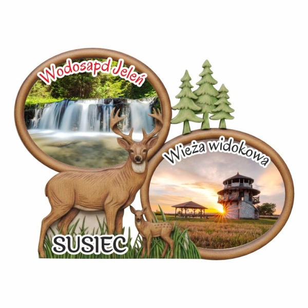 Drewniany magnes Jeleń z owalem