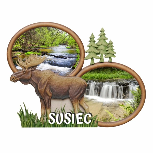 Drewniany magnes Łoś z owalem