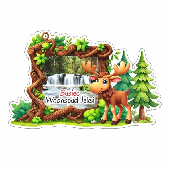 Drewniany magnes Łoś z widokiem